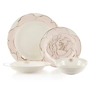Rose 19-Piece Bone China Dinnerware Set by Brilliant