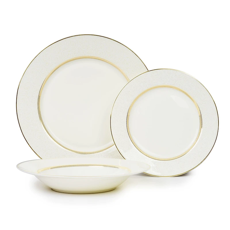 Rose 18-Piece Bone China Dinnerware Set by Brilliant