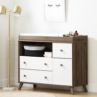 Yodi Changing Table with Drawers and Open Storage - Brown