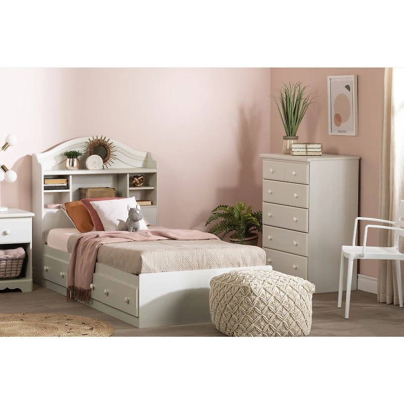 Summer Breeze Mates Bed with 3 Drawers - White
