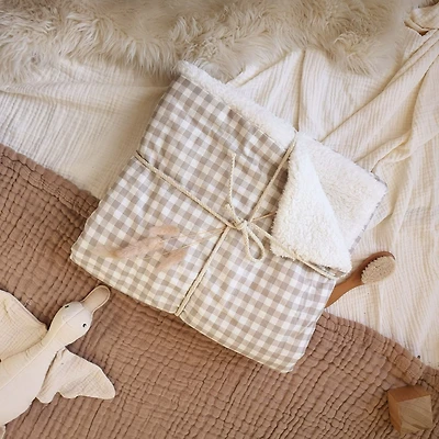 Checkerboard Baby Blanket - Beige