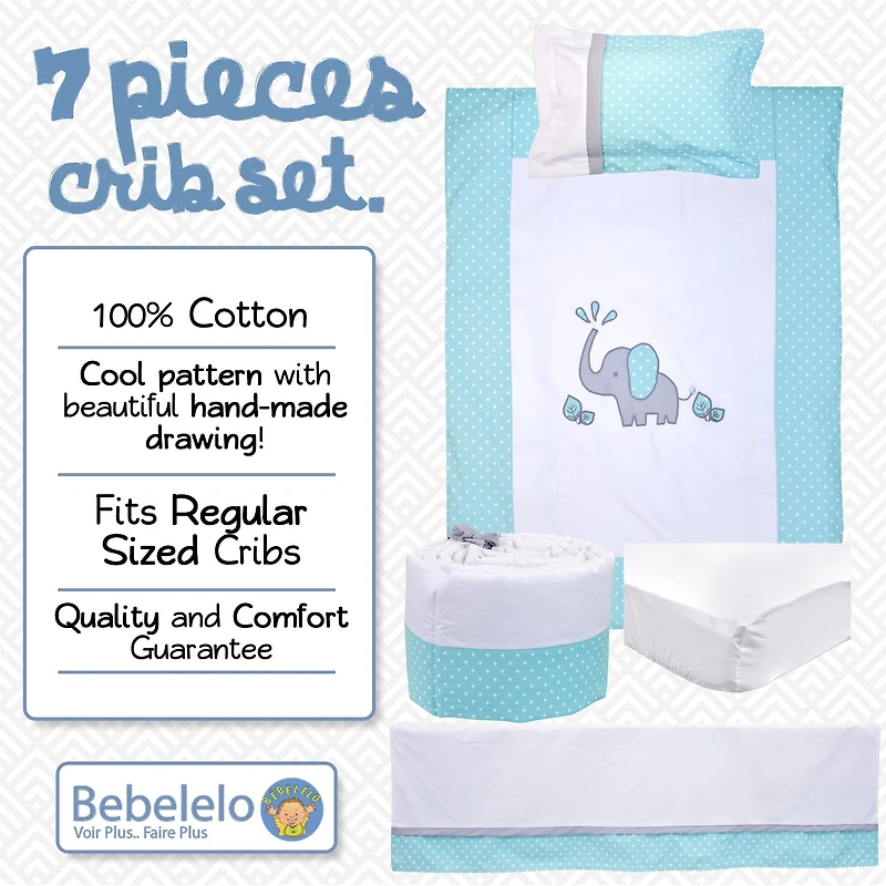 7-Piece Elephant Polka Dot Bedding Set