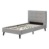 Dylane Twin Upholstered Platform Bed and Headboard by South Shore Furniture - Soft Grey