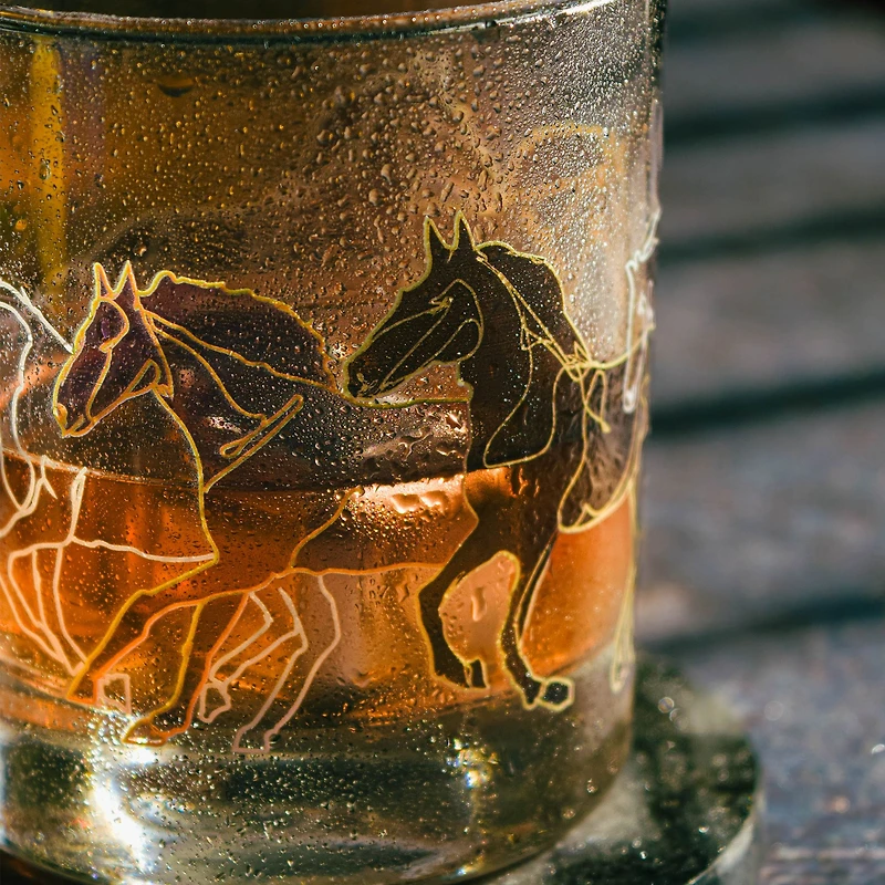 Stallions Line Art Verres à eau, ensemble de 6 - 10,25 oz