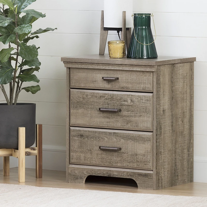 Versa Nightstand with Charging Station and Drawers