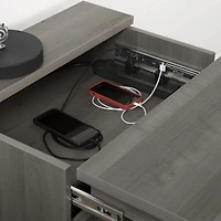 Versa Nightstand with Charging Station and Drawers - Grey