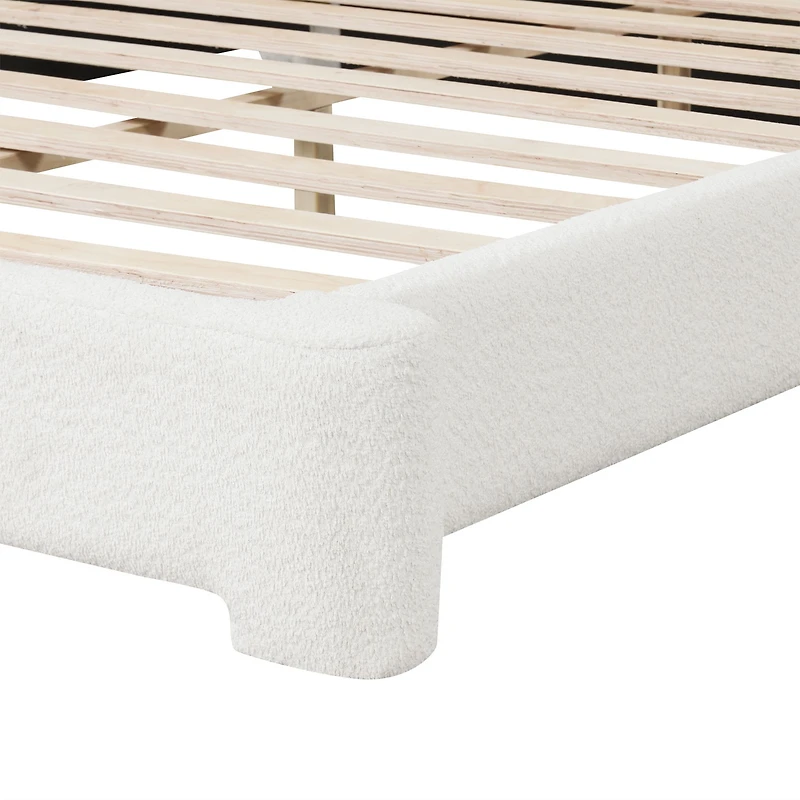 Lit rembourré en bouclé blanc confortable – grand format (King)