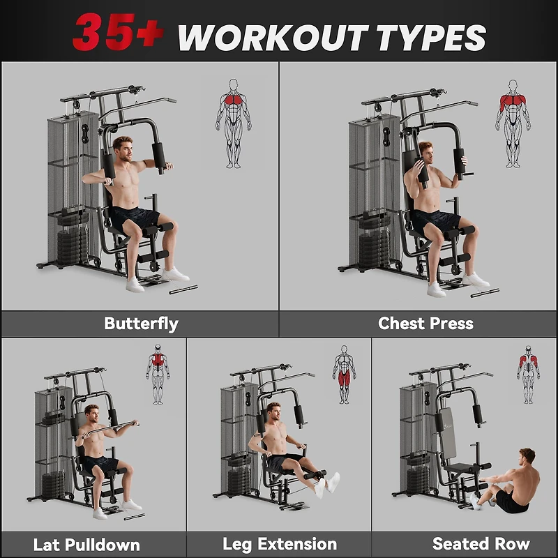 Multifunction Home Gym with 100lb Weight Stack