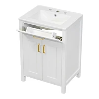 White Bathroom Vanity Combo with Ceramic Sink - 24"