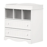 Sarah Narrow Changing Table with Drawers and Open Storage Pure White