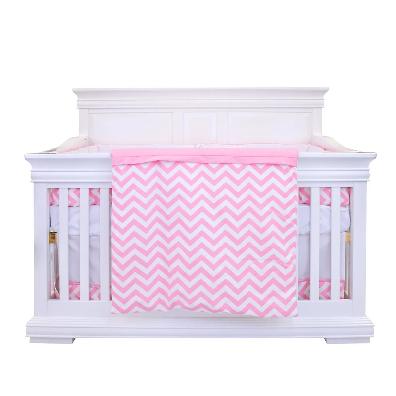 5-Piece Baby Bedding Set - Chevron Zigzag Pink