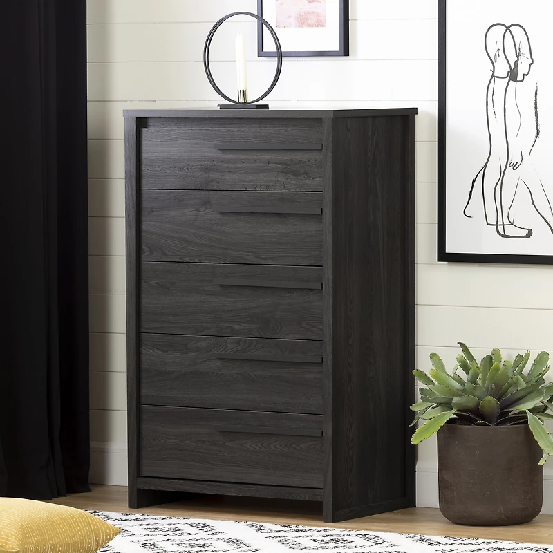 Tao 5-Drawer Chest Grey Oak by South Shore Furniture