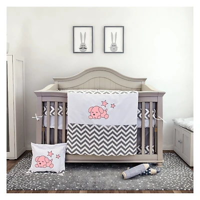 7-Piece Bedding Set  Sleepy Puppy - Pink