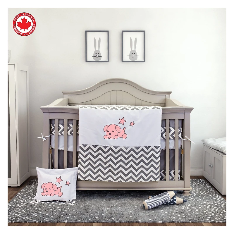 Ensemble de literie 7 pièces Chiot endormi - Rose