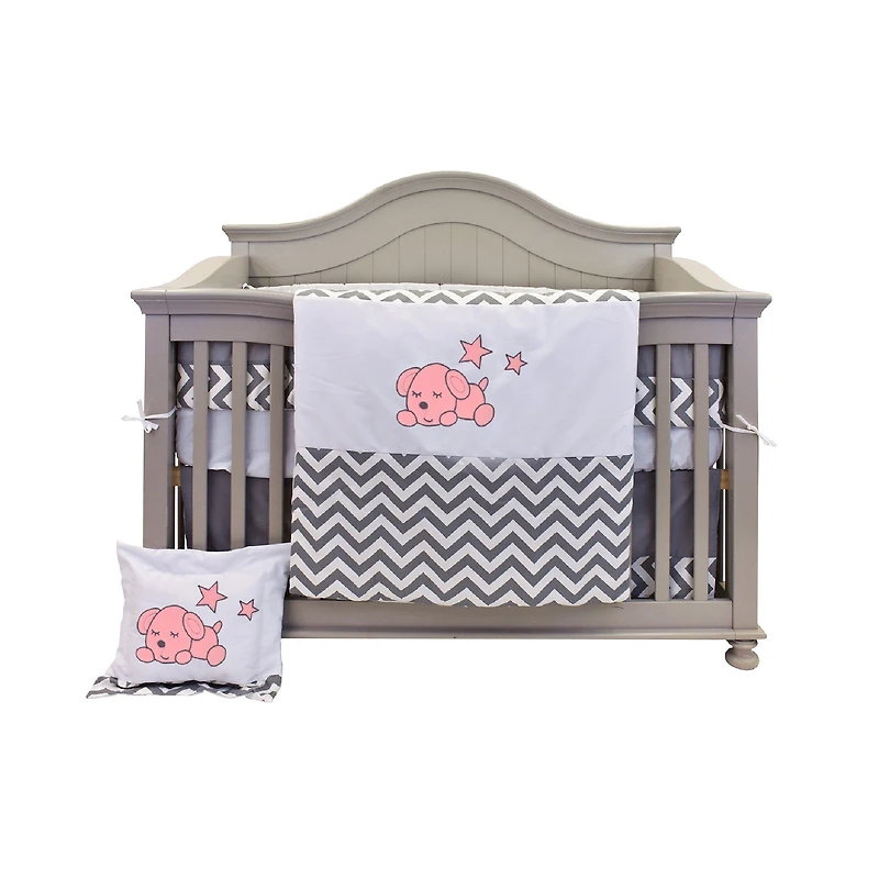 Ensemble de literie 7 pièces Chiot endormi - Rose