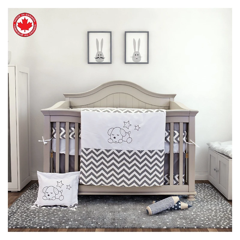 Ensemble de literie 7 pièces Chiot endormi - Gris