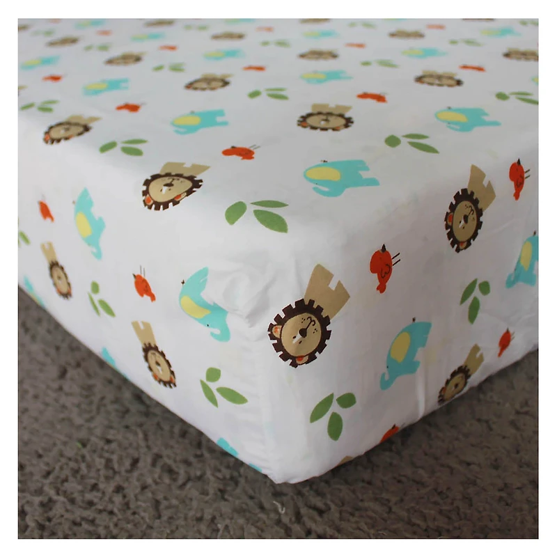 4-Piece Crib Bedding Set - Lion, Trees, Elephant