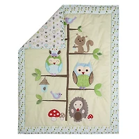 4-Piece Crib Bedding Set - Green Owls