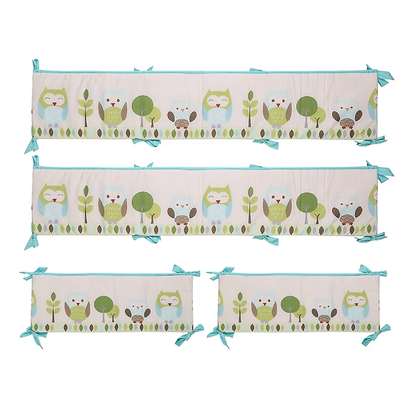 4-Piece Crib Bedding Set - Green Owls