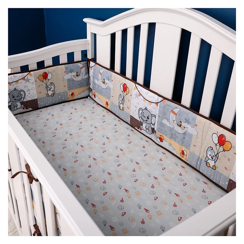 5-Piece Newborn Crib Bedding Set - Playful Elephant