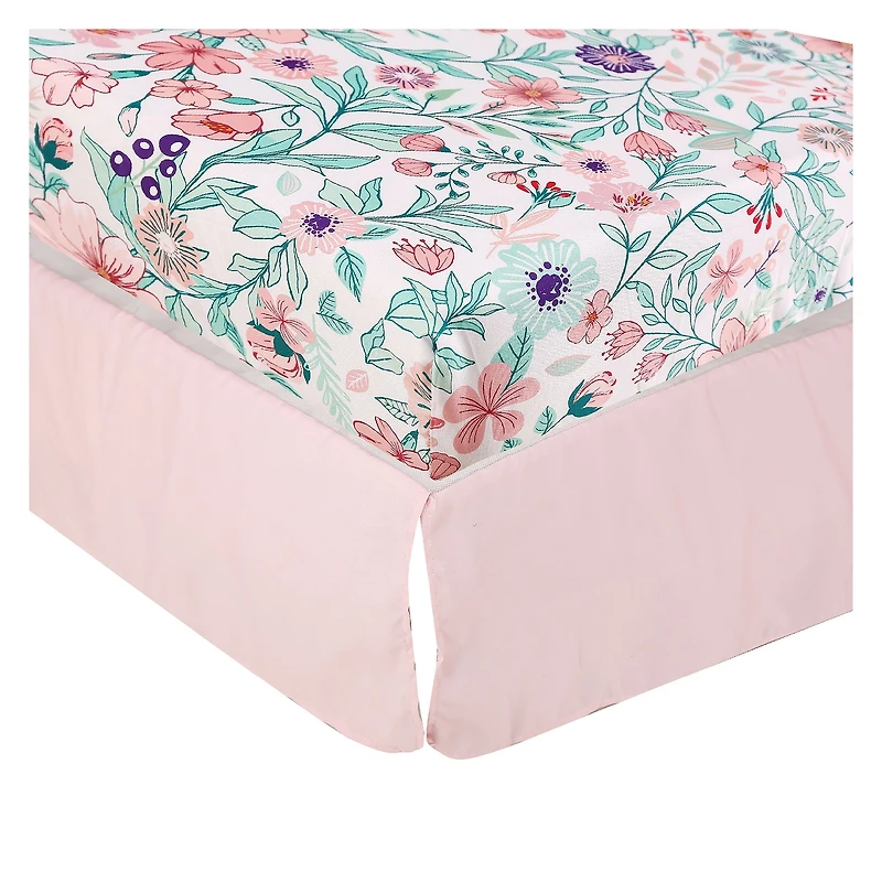 5-Piece Newborn Crib Bedding Set - Floral Giraffe