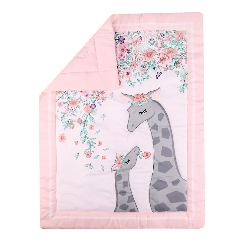 5-Piece Newborn Crib Bedding Set - Floral Giraffe