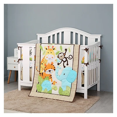 Ensemble de literie pour lit de bébé 4 pièces - Aventure dans la jungle