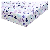 Ensemble de literie pour lit de bébé 4 pièces - Papillons violets