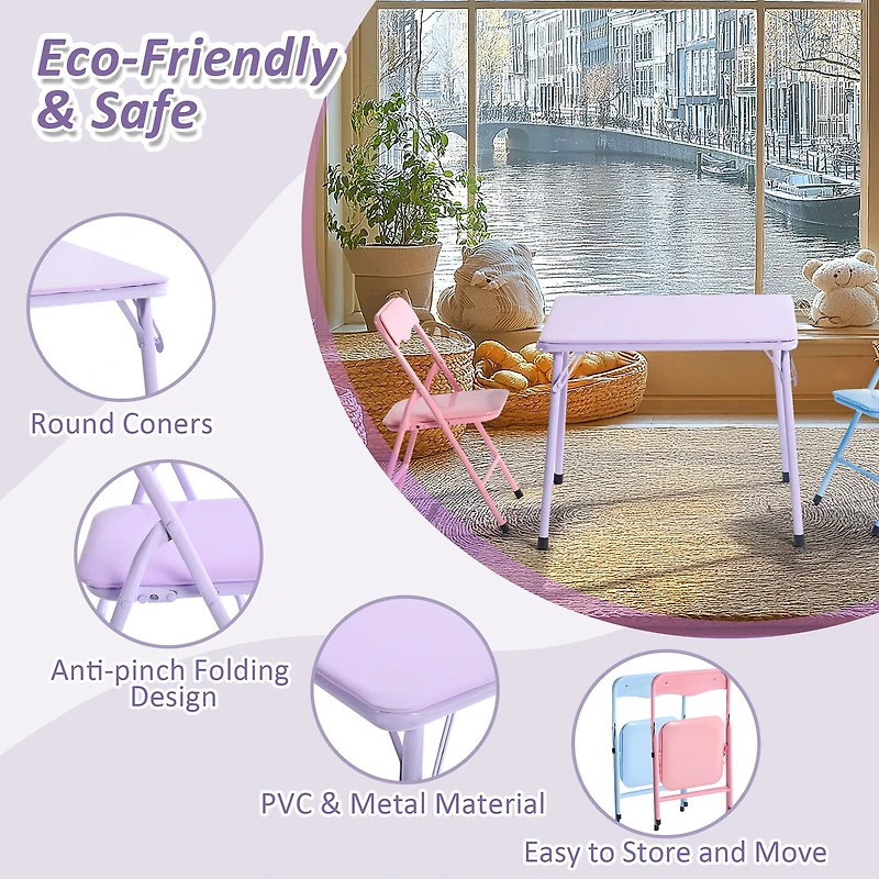 Ensemble de table et chaises pliables pour enfants, ensemble de 3 - Pastel