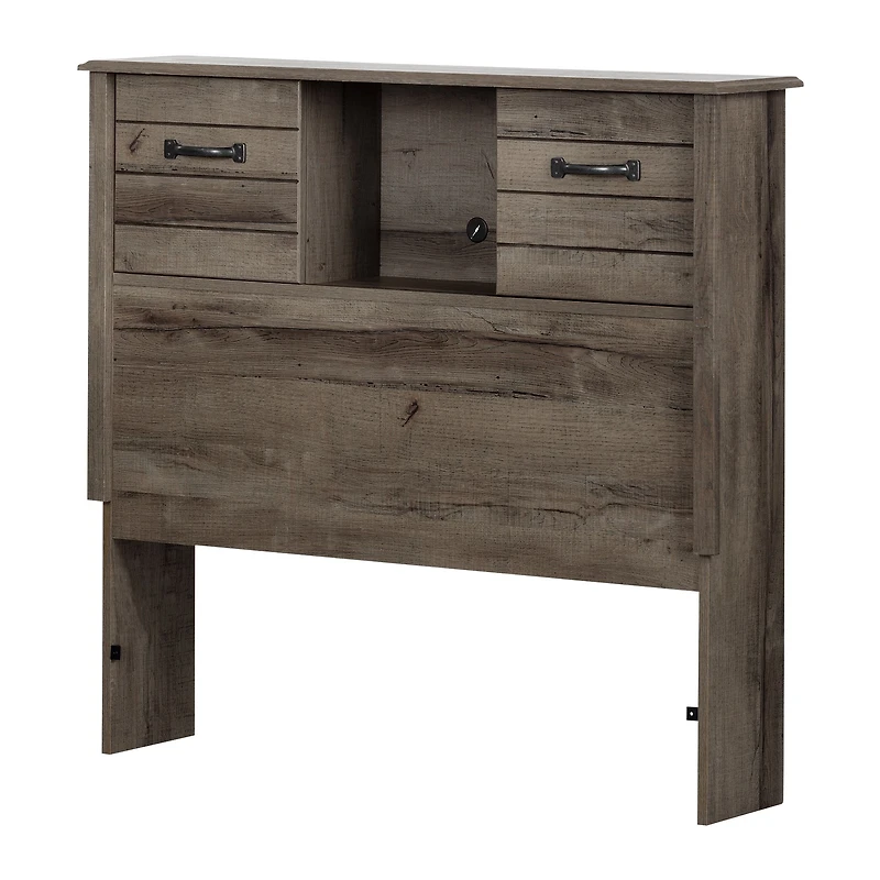 Ulysses Twin Bookcase Headboard with Storage and Sliding Doors - Brown