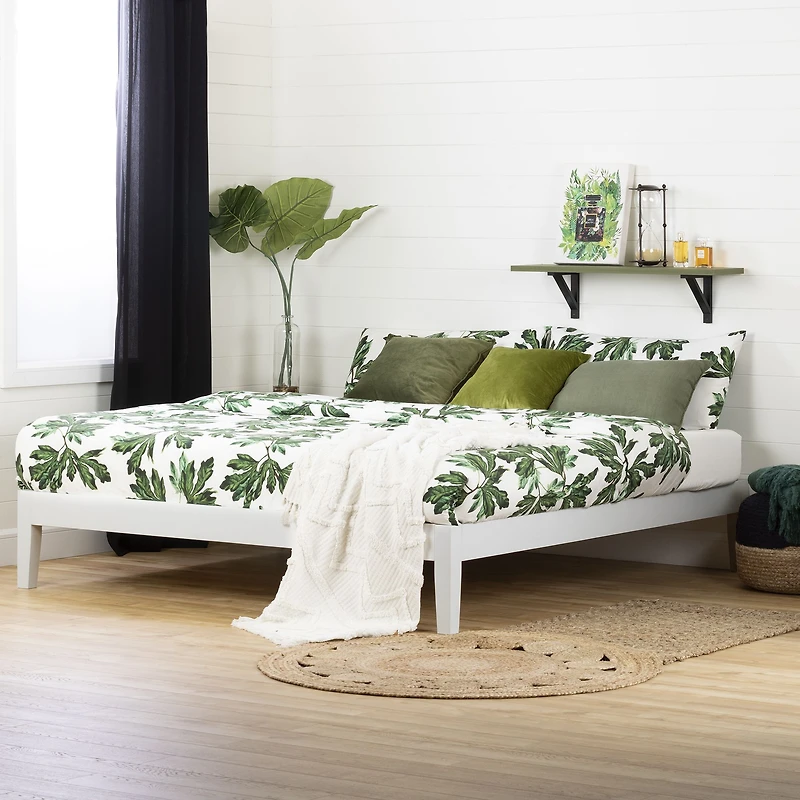 Vito King Solid Wood Platform Bed in Pure White by South Shore Furniture