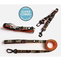 Dog's Collar, Leash and Car Seat Buckle Combo by SilverPaw - Camo
