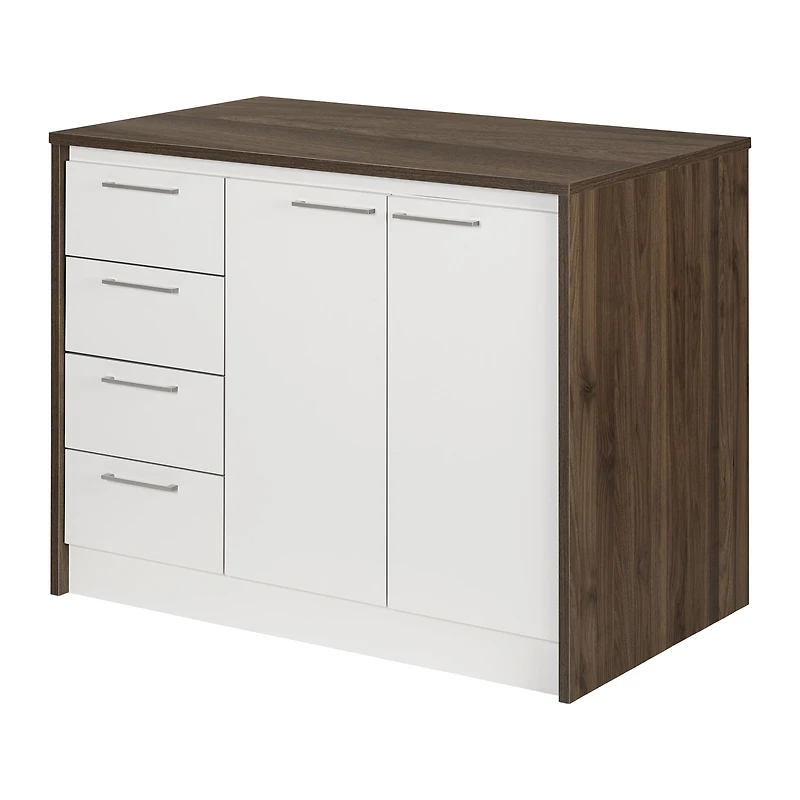 Myro Kitchen Island with Storage Natural Walnut and White by South Shore Furniture