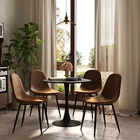Ensemble de salle à manger rond avec chaises en suédine, ensemble de 5 - Noir