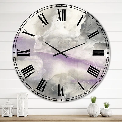 Watercolor Minimal Purple Tones I Oversized Wall Clock