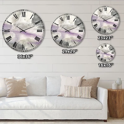 Watercolor Minimal Purple Tones I Oversized Wall Clock