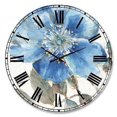 Indigold Watercolor Flower I Oversized Wall Clock