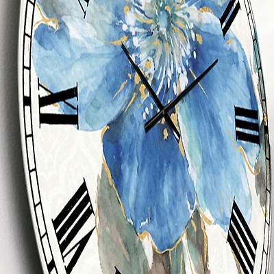 Indigold Watercolor Flower I Oversized Wall Clock