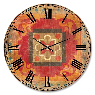 Moroccan Orange Tiles Collage Wall Clock