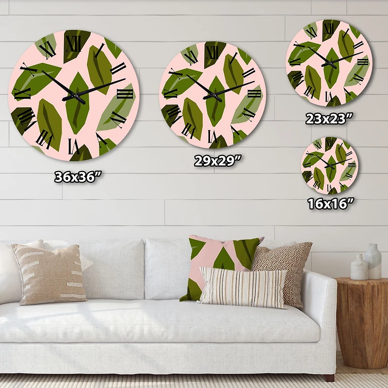 Abstract Floral Elements On Pink I Wall Clock