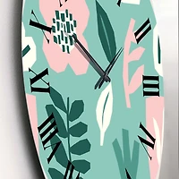 Bloom From Within Retro Flower Motivation I Oversized Wall Clock