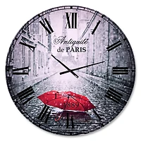 Eiffel View from Paris Street Wall Clock