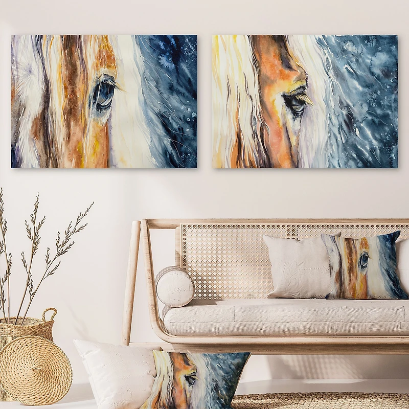 Close up of a Beautiful Horse's Eye  Set 2 Pieces