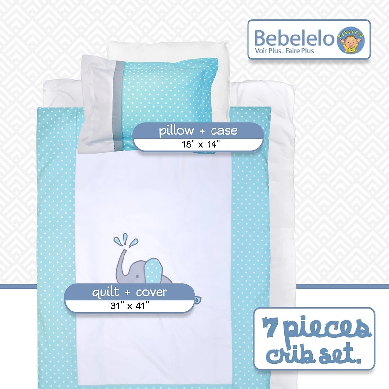 7-Piece Elephant Polka Dot Bedding Set