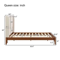 Queen Solid Bamboo Bed with Upholstered Headboard
