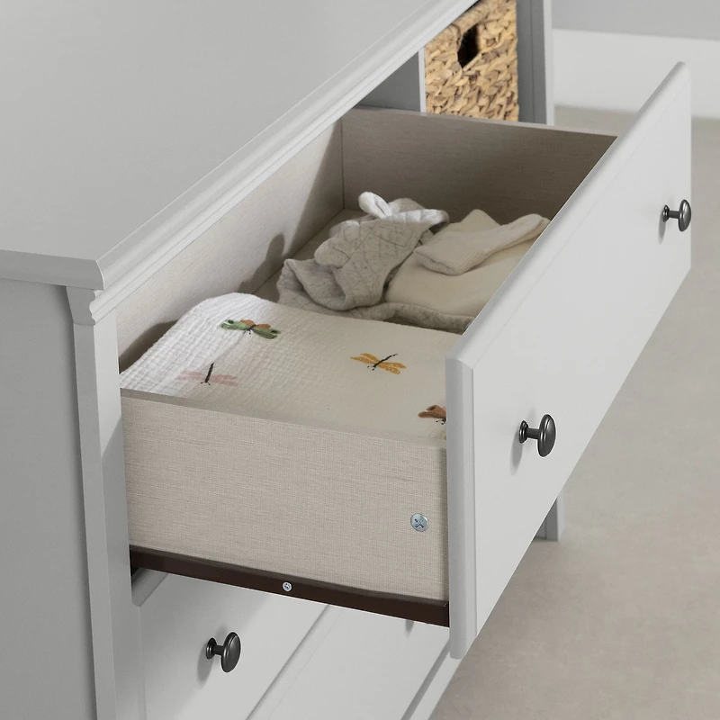 Cotton Candy 3-Drawer Dresser with Storage Baskets by South Shore Furniture - Soft Grey