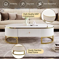 Modern Oval Coffee Table with Drawers