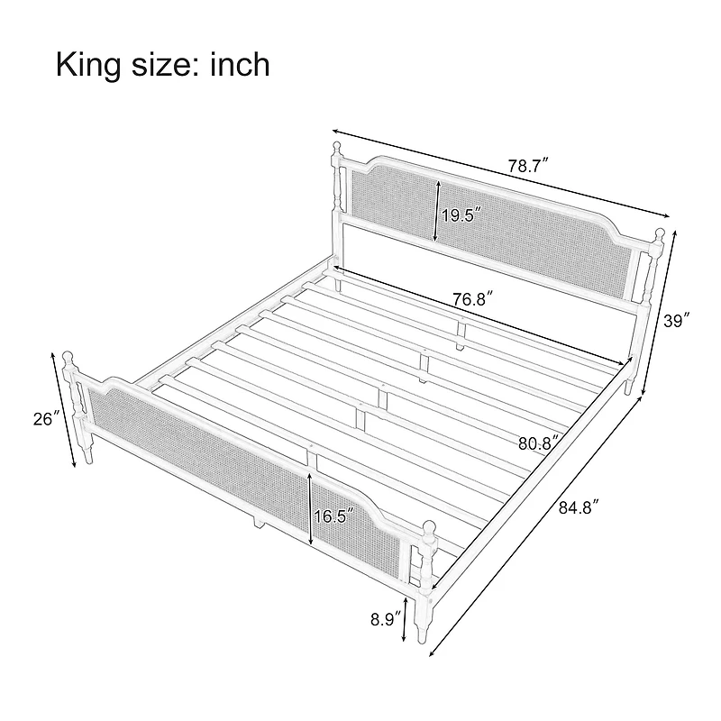 Queen Double Wing 48" Upholstered Linen High Headboard