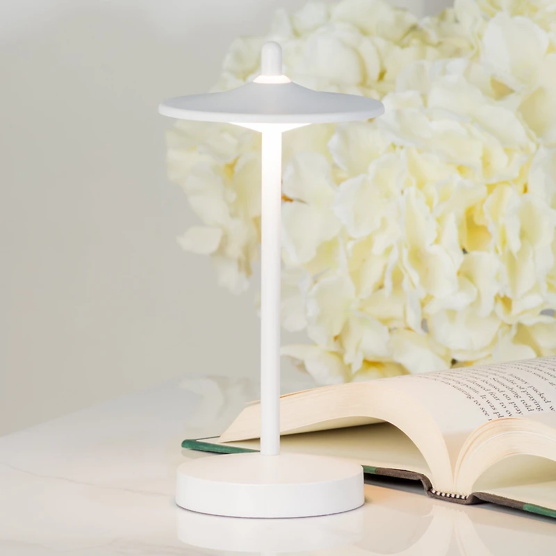Mini lampe de table DEL, disque - Blanche