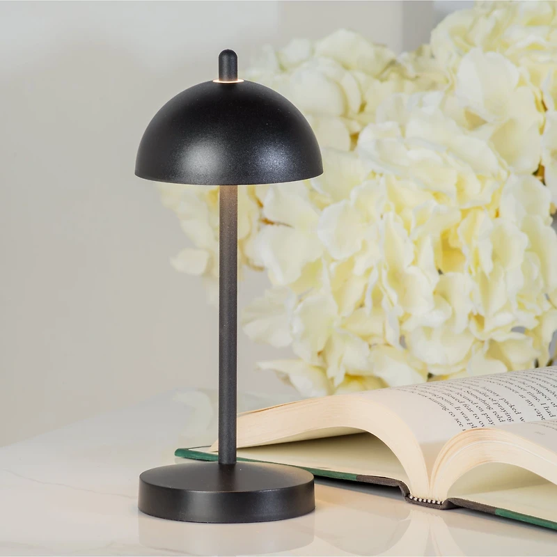 Lampe de table DEL avec abat-jour, dôme - Noire